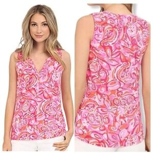 [Lilly Pulitzer] XS Womens essie tank top pink Blouse pout mango salsa